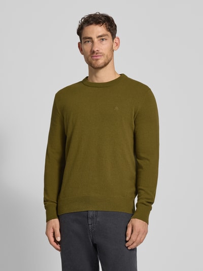 Marc O'Polo Regular Fit Strickpullover aus Baumwoll-Schurwoll-Mix Oliv 4