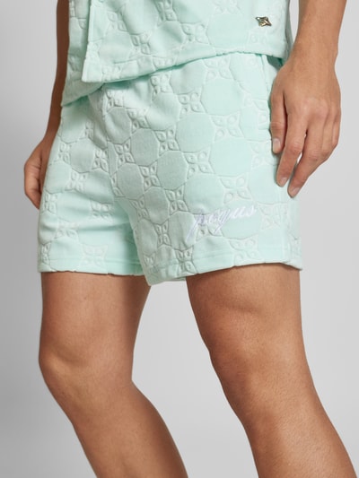 PEQUS Shorts aus Frottee mit Label-Stitching Tuerkis 3