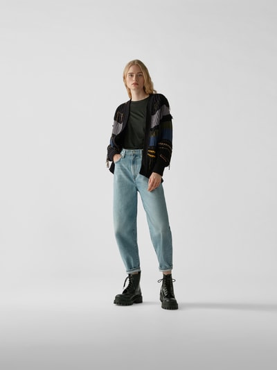 Maison Flaneur Strickjacke im Destroyed-Look Olivgrün 1