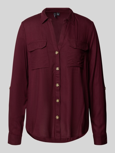 Vero Moda Regular fit overhemdblouse van pure viscose, model 'BUMPY' Bordeaux - 2