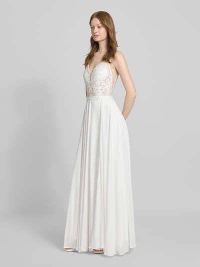 Mascara Avondjurk met kant en V-hals Ecru - 1