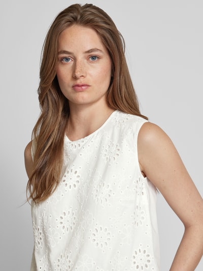 Christian Berg Woman Selection Blousetop met opengewerkt borduursel Ecru - 3