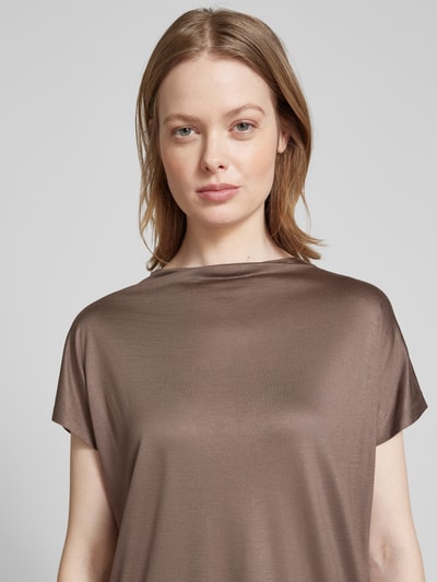 Someday T-shirt z wiskozy z okrągłym dekoltem model ‘Kisanie’ Szarobrązowy 3