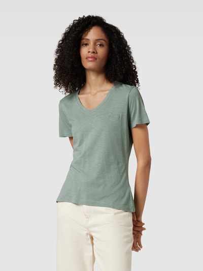 Guess T-shirt met V-hals Rietgroen - 4