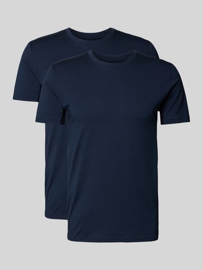 Mey Slim fit T-shirt met siernaden - vochtregulerend  Donkerblauw - 2