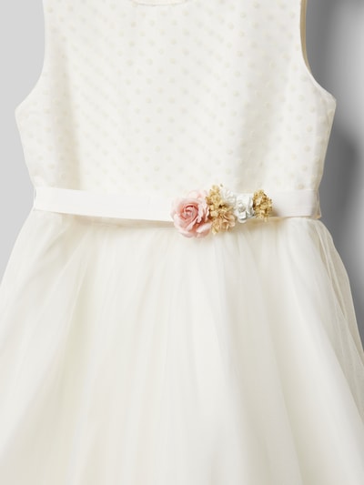 Une Hautre Couture Kleid mit floraler Applikation Ecru 2