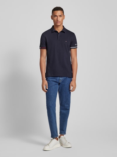 Tommy Hilfiger Slim Fit Poloshirt mit Label-Stitchings Modell 'FLAG CUFF' Marine 1