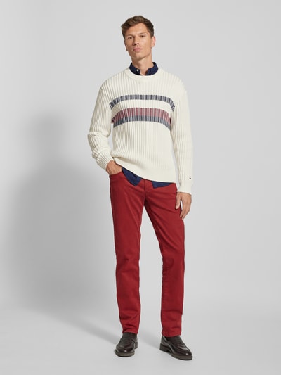 Tommy Hilfiger Gebreide pullover met ribboorden Offwhite - 1