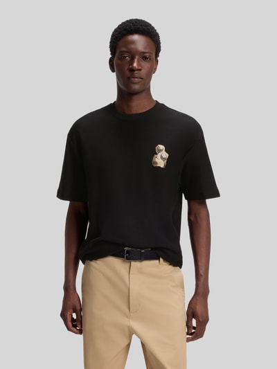 HUGO t-shirt o kroju regular fit z czystej bawełny model 'Detzi' Czarny 4