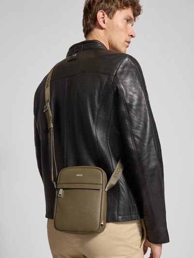 BOSS Schoudertas van echt leer Olijfgroen - 1