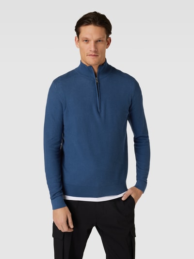 Brax Gebreide pullover met opstaande kraag, model 'Steffen' Donkerblauw - 4