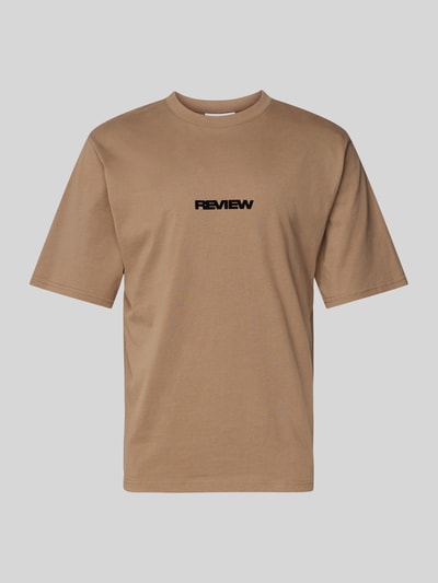 REVIEW T-shirt z nadrukiem z logo Ziemisty brązowy 2