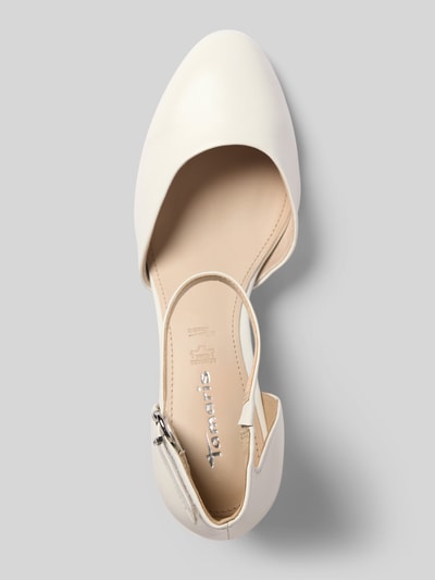 Productfoto, Pumps uit echt leer van Tamaris, nubuck, afgeronde neus, blokhak, labelreliëf, gespsluiting, gestructureerde zool