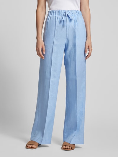 Mango Wide Leg Leinenhose mit Bügelfalten Modell 'SAMARA' Hellblau 4