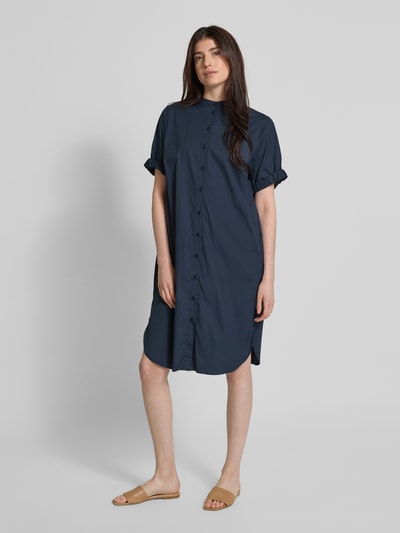 MOS MOSH Knielanges Hemdblusenkleid mit Stehkragen Modell 'Arleth' Marine 1