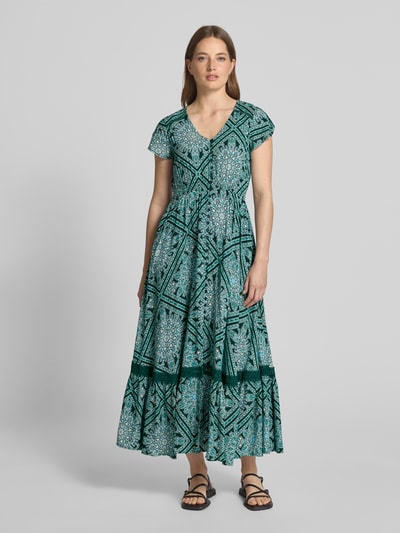 Apricot Maxikleid aus Viskose mit Knopfleiste Dunkelgruen 4