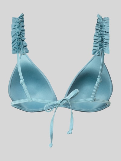 Produktfoto, Bikini-Oberteil mit Rüschenbesatz Modell 'Liora' von LASCANA in Lila mit Elastischer-Material-Mix und verstellbare Träger, seidige Textur.
