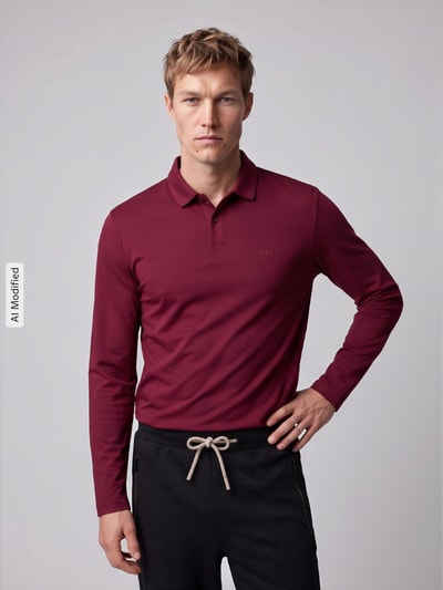 BOSS Green Poloshirt mit Logo-Patch Modell 'Pirol' Bordeaux 4