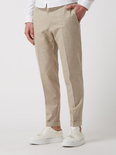 Strellson Relaxed fit pantalon met linnen, model 'Luc' Beige - 4