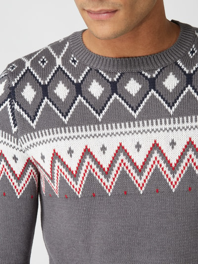 REVIEW Pullover mit Norweger-Dessin Graphit 3