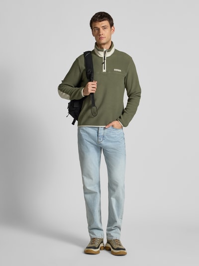 Napapijri Sweatshirt mit Label-Stitching Modell 'DERGANA' Oliv 1