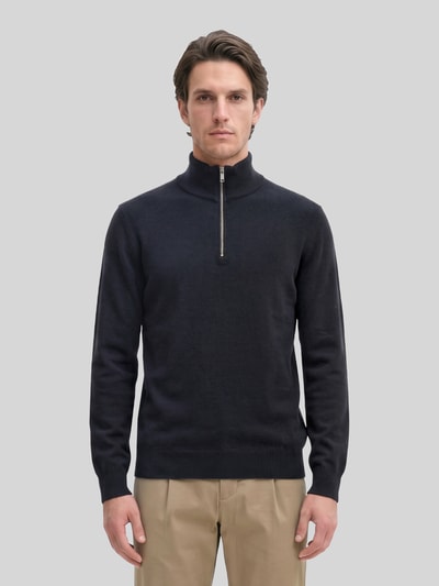 Marc O'Polo regular fit schipperstrui van mix van katoen en scheerwol Marineblauw - 4