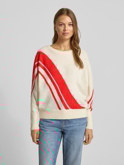 ICHI Relaxed fit gebreide pullover met alpaca, model 'KAMARA' Offwhite - 4