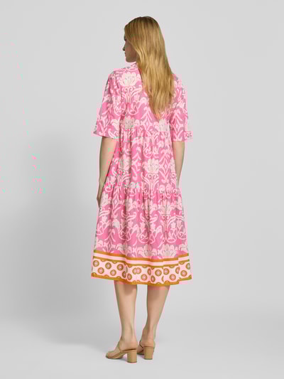 Emily Van den Bergh Sukienka midi z kołnierzem z lamówką Mocnoróżowy 5