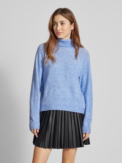 Pieces Regular Fit Rollkragenpullover mit langen Raglanärmeln Modell 'JULIANA' Hellblau 4