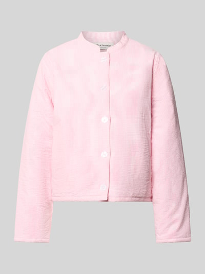 Produktfoto, hellrosa Jacke mit Stehkragen Modell 'Emilia' von LOLLYS LAUNDRY aus reiner Baumwolle, sichtbare Knopfleiste, strukturierte Oberfläche