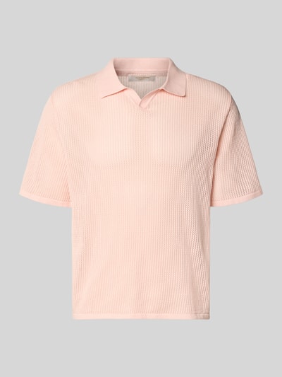 Productfoto, Regular Fit Strick-Poloshirt Modell 'CASSIS' van Jack & Jones, effen lichtroze, pure katoen, V-hals, fijne structuur
