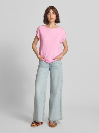VERO MODA damski t-shirt o kroju krój regular fit z mieszanki lyocellu model 'AVA' Mocnoróżowy 1
