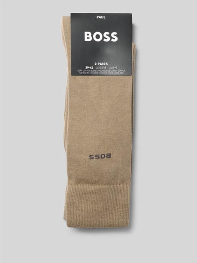 Produktfoto, Socken aus Baumwoll-Mix im 2er-Pack von BOSS in beige, glatte Oberfläche, rechteckige Form, Herren Socken von BOSS