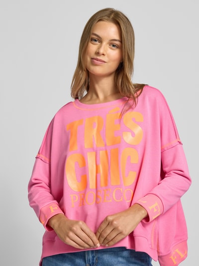 miss goodlife Oversized sweatshirt met ribboorden Felroze - 3