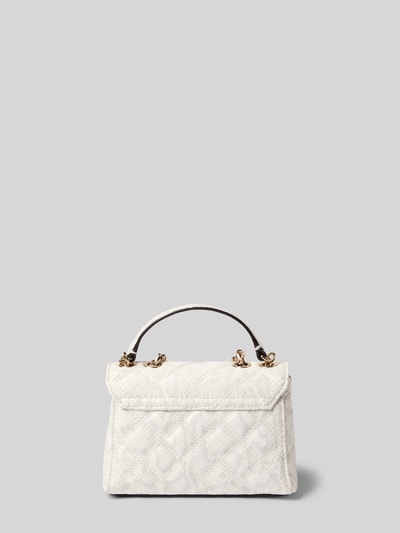 Produktfoto, handtasche met labelapplicatie model 'GIULLY II' van guess, wit met doorgestikte naden, hoofdvak met overslag, draagband, breedte 17 cm, lengte 12 cm, diepte 6 cm, schouderband 124 cm