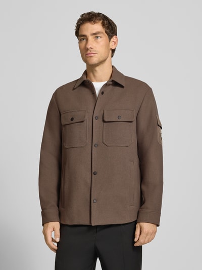 Armani Exchange Regular Fit Hemdjacke mit Kentkragen und Brusttaschen Beige 4