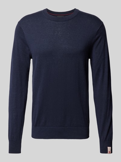 Scotch & Soda Gebreide pullover met labeldetail Donkerblauw - 2