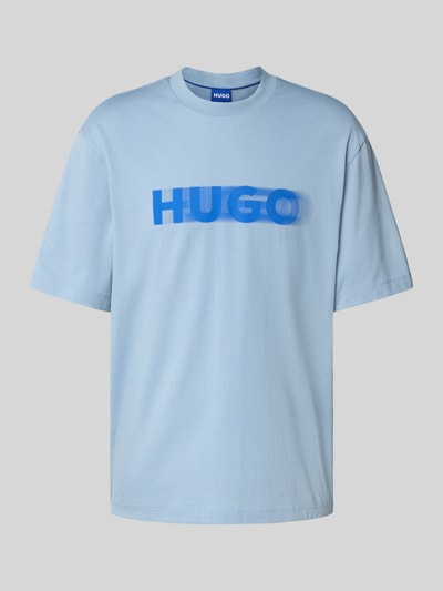 Hugo Blue T-Shirt mit Logo-Print Modell 'Nalax' Rauchblau 2