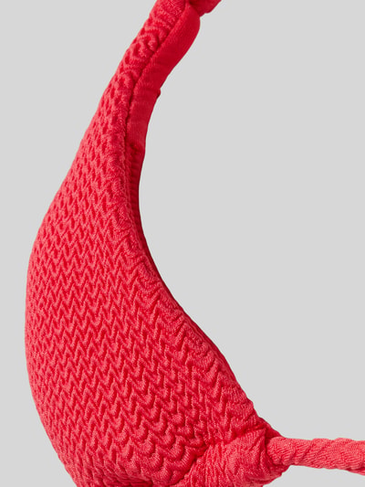 Produktfoto, Bikini Oberteil mit Strukturmuster Modell 'Dive' von Seafolly, elastischer Baumwoll-Mix, kräftig pinke Farbe, Nahaufnahme Textur