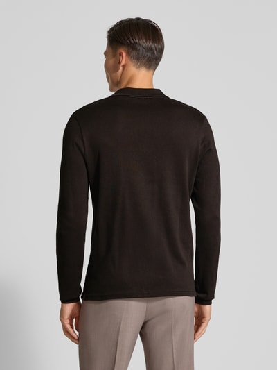 Cinque Regular fit poloshirt met V-hals, model 'BOLLO' Donkerbruin - 5