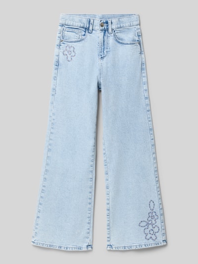 Produktfoto, Wide Leg Jeans aus Baumwoll-Mix van s.Oliver RED LABEL, lichtblauw denim, high waist, 5-pocket, regular fit, nieten, katoenmix