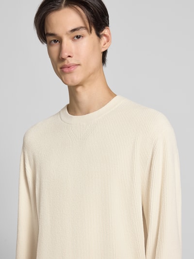 BOSS Regular Fit Strickpullover aus Viskose-Mix Modell 'P-HORSO' Offwhite 3