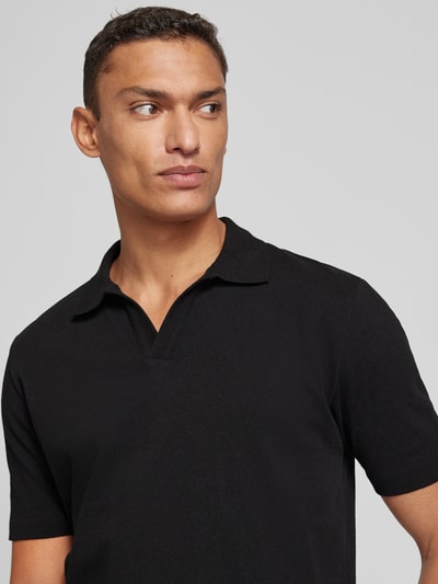 Marc O'Polo Regular fit poloshirt met V-hals Zwart - 3