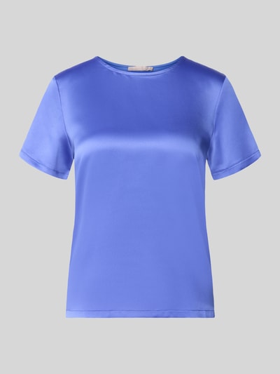 Produktfoto, Regular Fit Bluse aus Satin von Christian Berg Woman Selection in leuchtendem Blau, glatte Textur, Rundhalsausschnitt, kurzärmelig
