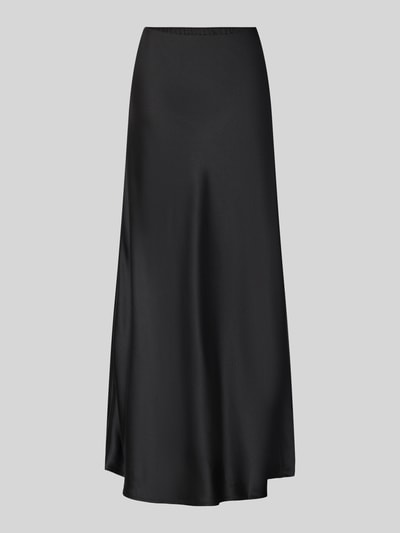 Productfoto, zwarte, licht glanzende, uitlopende Ausgestellter Maxi-Rock mit elastischem Bund model 'MERLE' van VERO MODA, Dames maxi rok