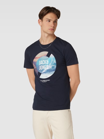 Jack & Jones T-Shirt mit Rundhalsausschnitt Modell 'TRESOR' Dunkelblau 4