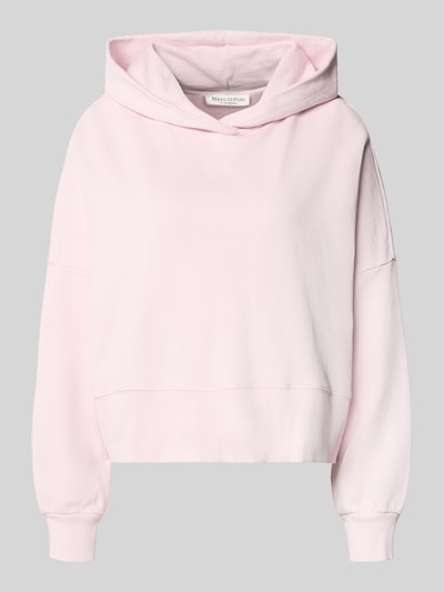 Produktfoto, Relaxed Fit Hoodie aus reiner Baumwolle von Marc O'Polo in effen lichtroze sweat met labelprint, met capuchon, lange mouwen, geribde mouwboord en rompzoom, dames, puur katoen.