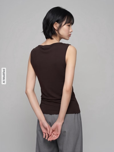 VERO MODA Top mit Schnallen-Applikation Schoko Melange 5