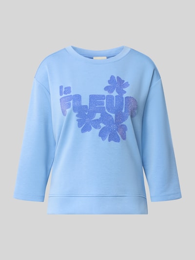 Produktfoto, Sweatshirt aus Modal-Mix mit 3/4-Arm von Milano Italy, hellblau mit Blumen-Print, Rundhalsausschnitt, Relaxed Fit, glatte Textur