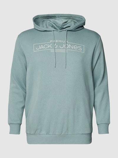 Jack & Jones Plus PLUS SIZE hoodie met labelprint Rookblauw - 2